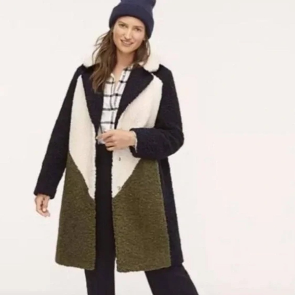 J. Crew Shearling Colorblock Coat